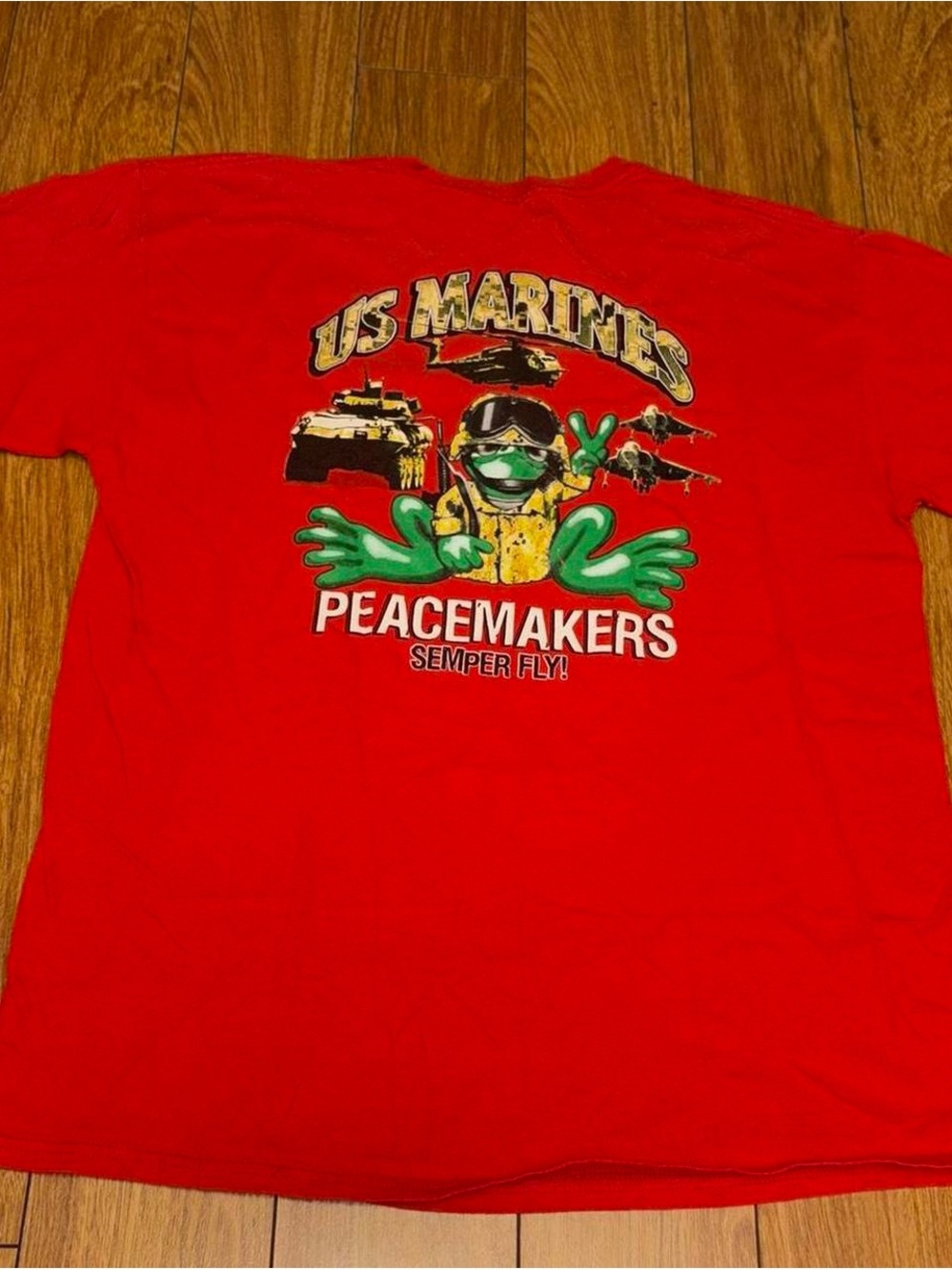 Peace Frogs Adult US Marines Short Sleeve T-Shirt Size Large